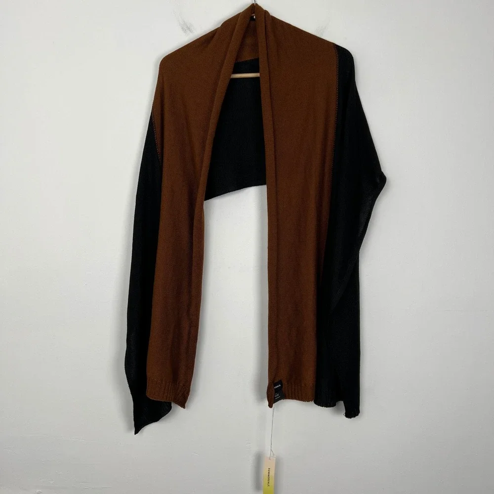Summersalt 2 Tone Scarf Black Rust‎ Orange Knit One Size